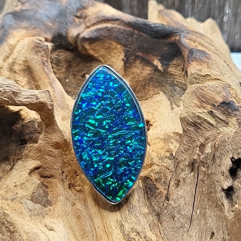Triplet Opal Adjustable Ring - 925 Plated